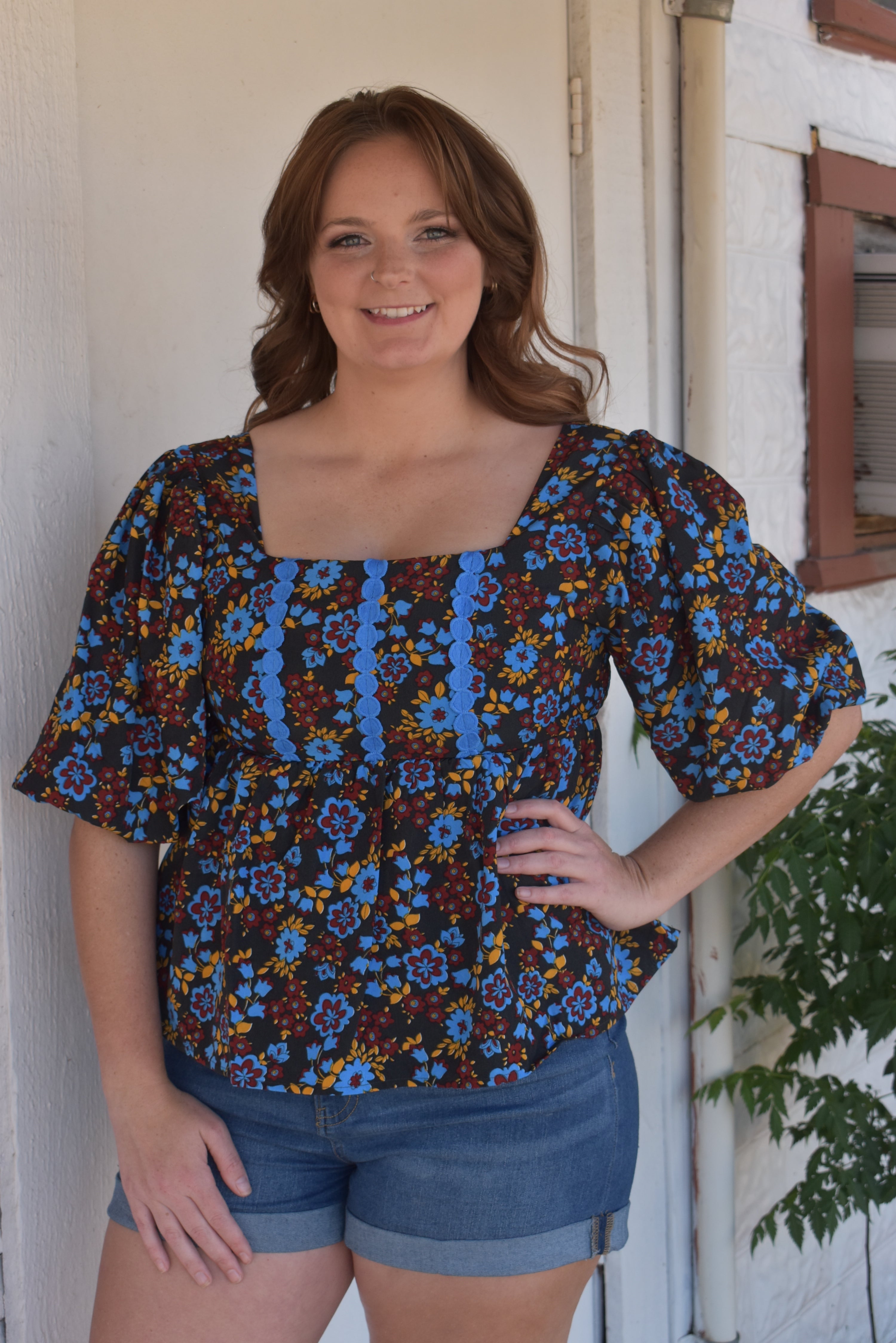 Multi color floral blouse