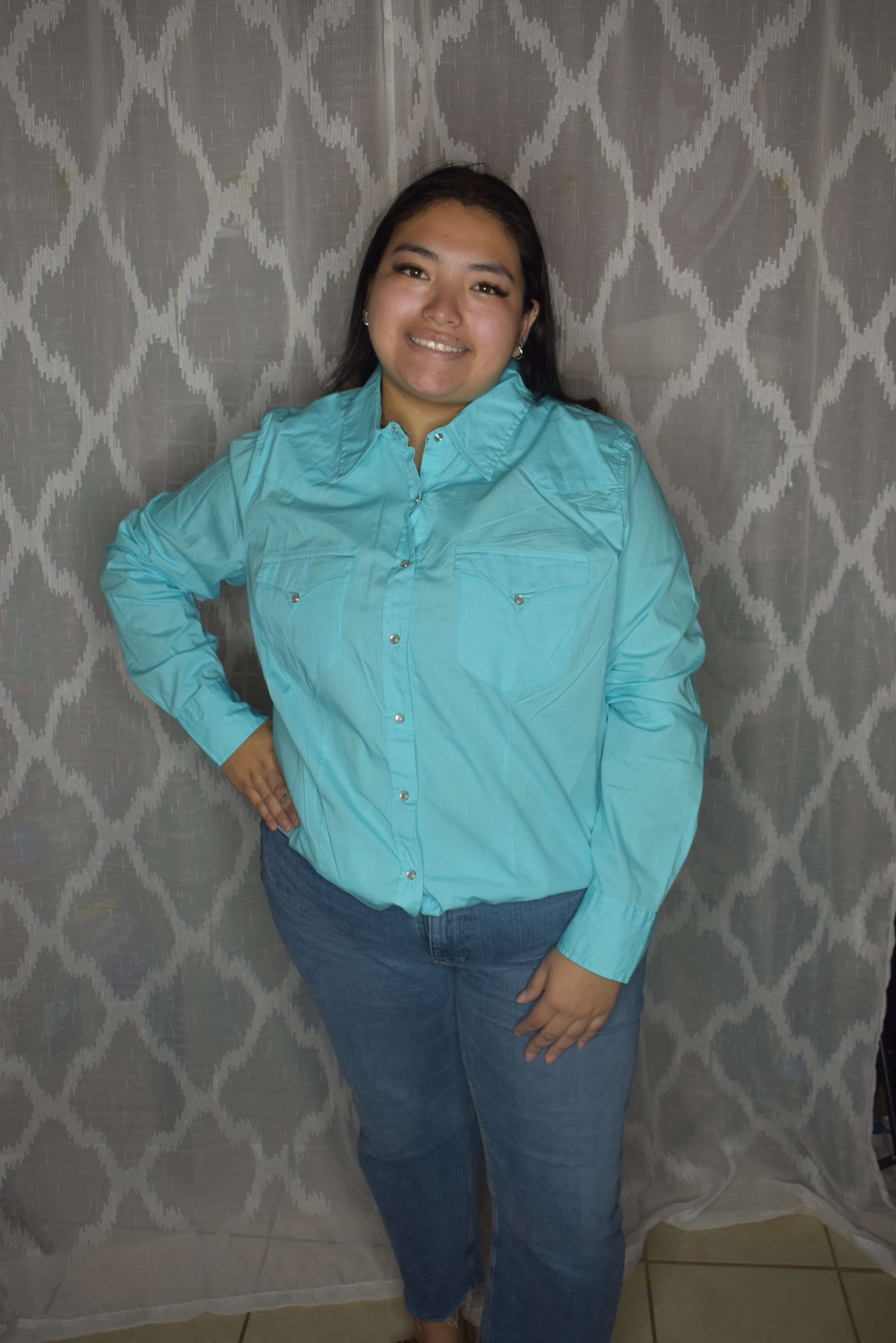 Women solid Turquoise shirt