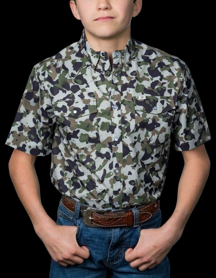 Kids Camo 2.0 Short Sleeve Snap Shirt