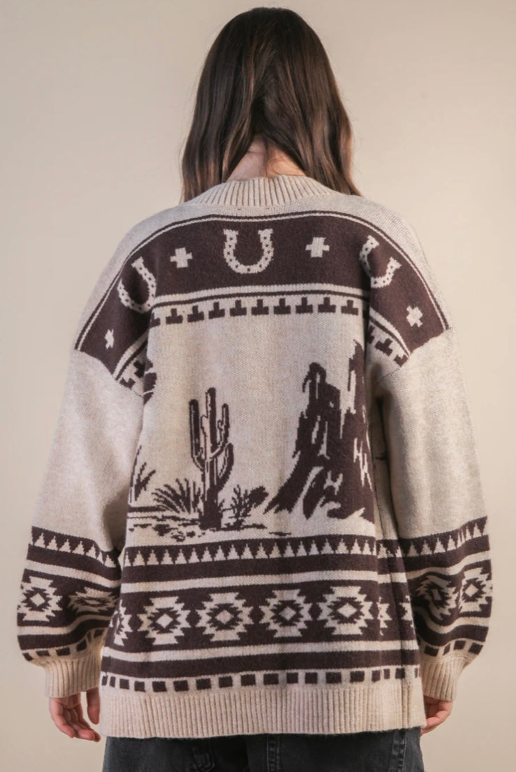 Oversized Western Knit Cardigan