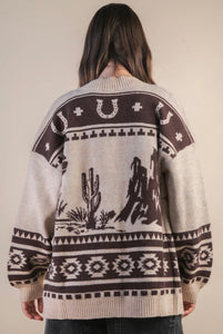 Oversized Western Knit Cardigan