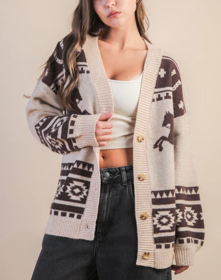 Oversized Western Knit Cardigan