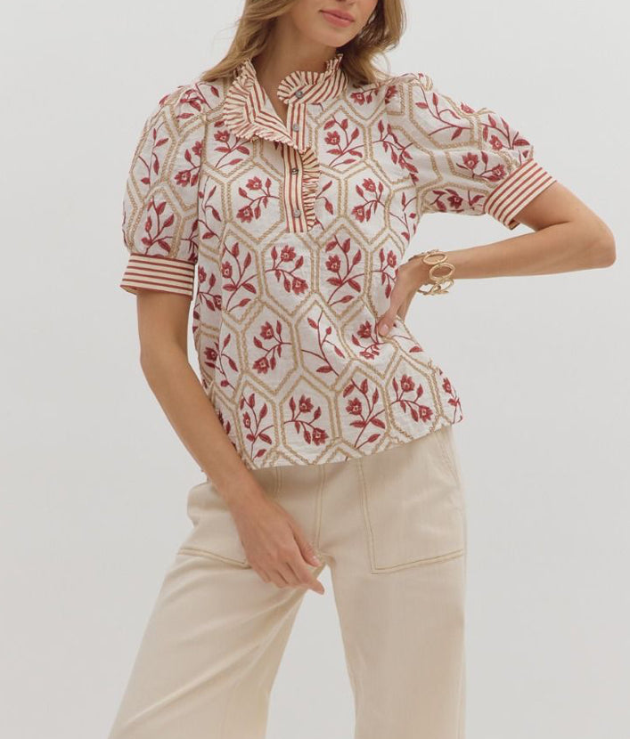 Entro Floral Embroidered Top