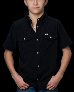 Kids Black Short Sleeve Snap Shirit