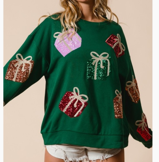 sequin Christmas gift box