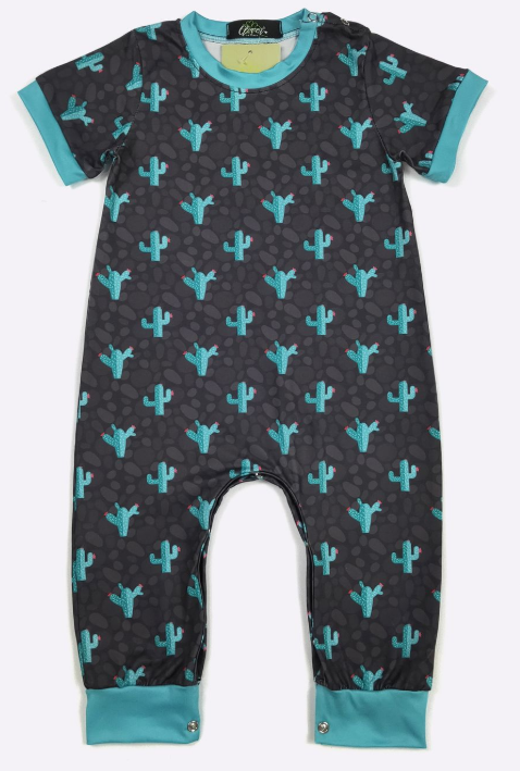 Midnight Cactus Boy Romper