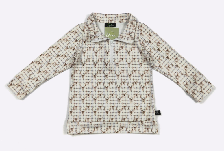Plaid Deer Boy Quarter Zip
