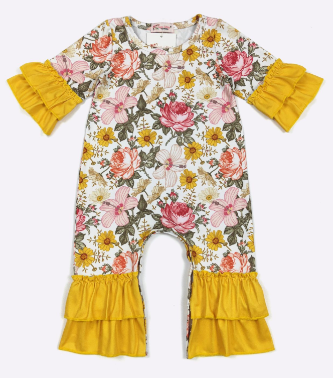 Rustic Floral Baby Romper
