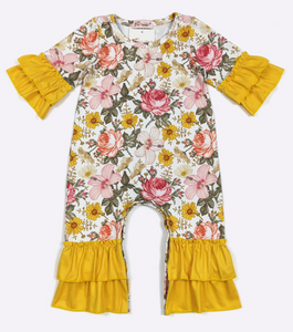 Rustic Floral Baby Romper