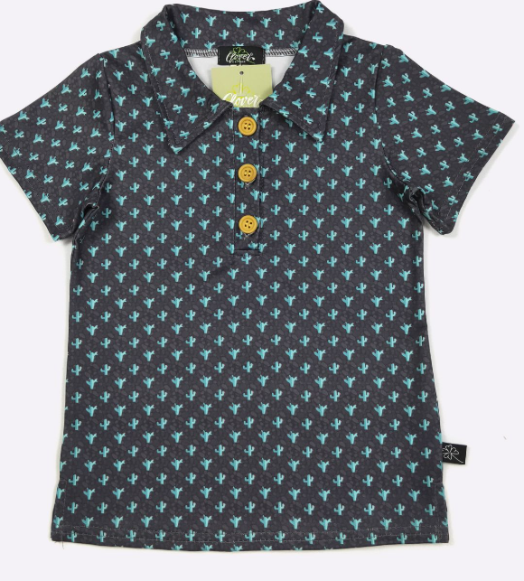 Midnight Cactus Boy Collar Shirt