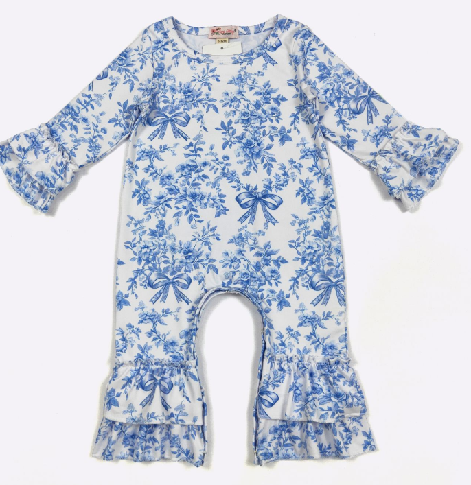 Blue Chinoiserie Baby Romper