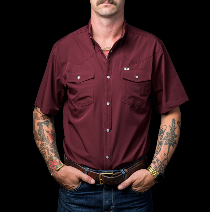 Ferrell Maroon Short Sleeve Snap Shirt