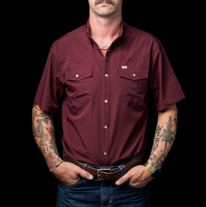 Ferrell Maroon Short Sleeve Snap Shirt