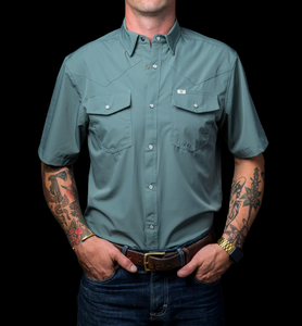 Ferrell Aqua Short Sleeve Snap Shirt
