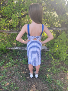 Blue and white Strip Dress - Tween Sizes