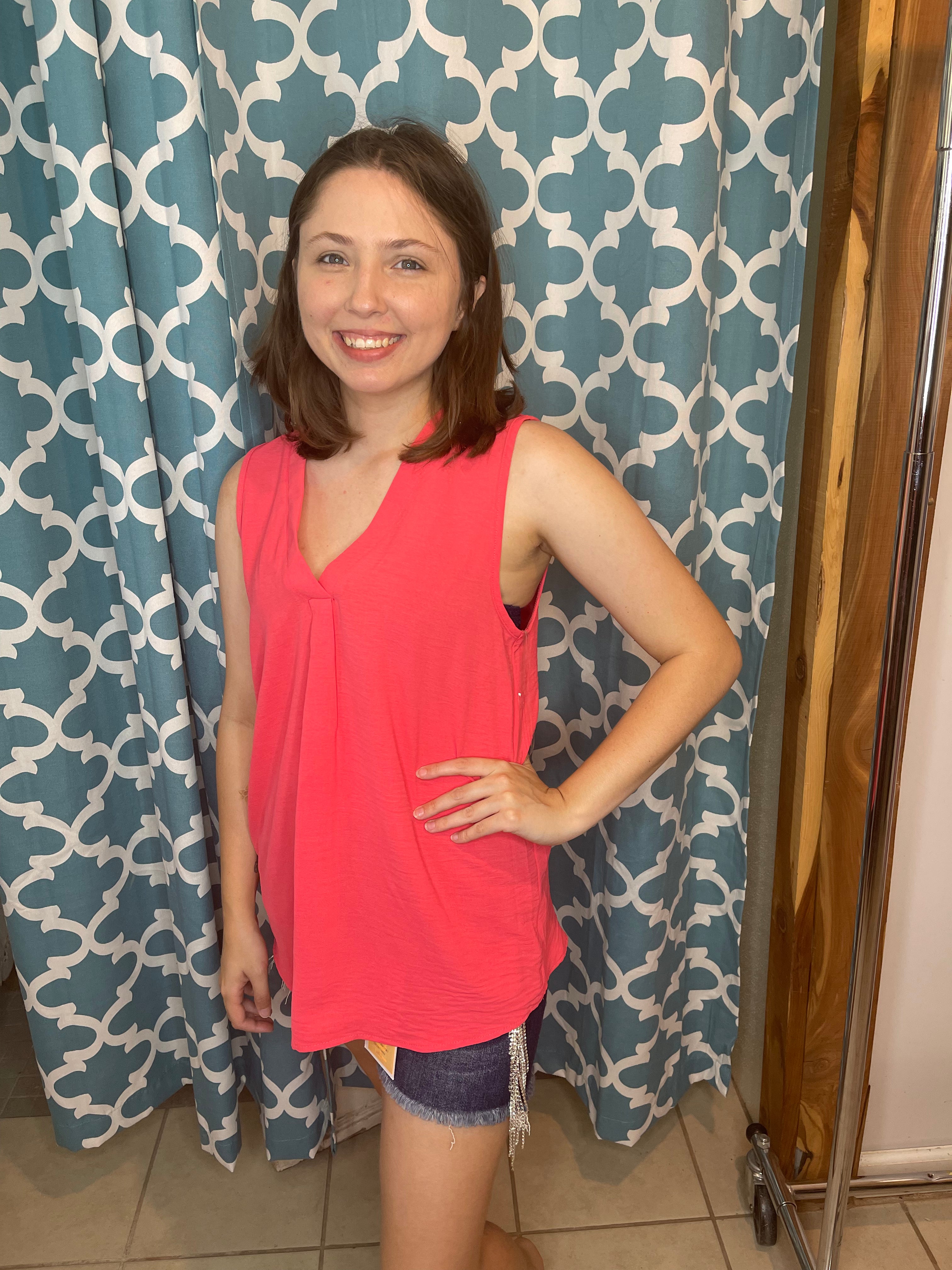 Coral Sleeveless Blouse