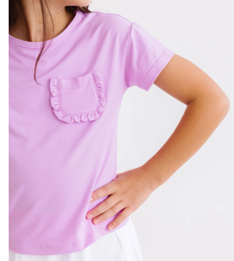 Bright Lilac Ruffle Pocket Tee