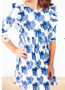 Lone Star 3/4 Sleeve Ruffle Twirl Dress