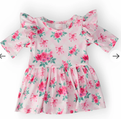 Gingham Bows 3/4 Sleeve Flutter Twirl Bodysuit