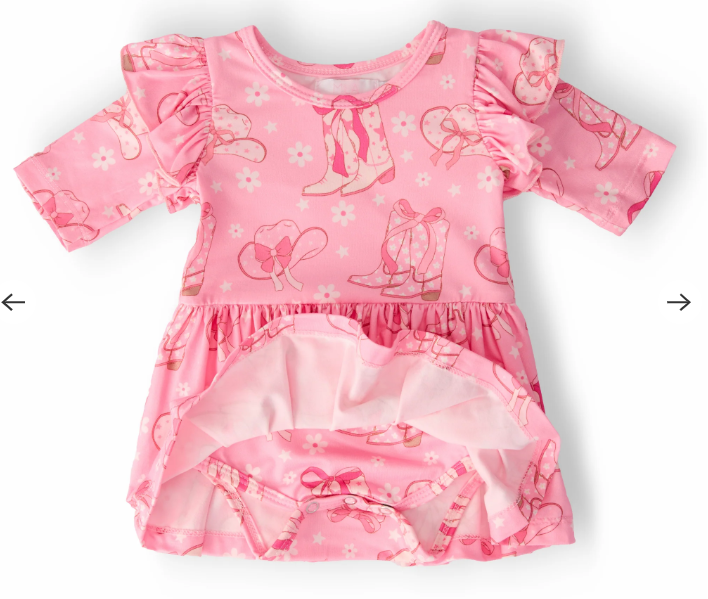 Howdy 3/4 Sleeve Flutter Twirl Bodysuit