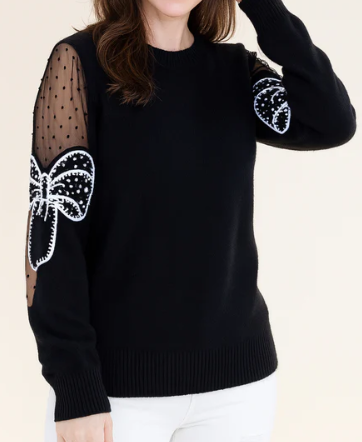 Beaded Bow shoulder sweater