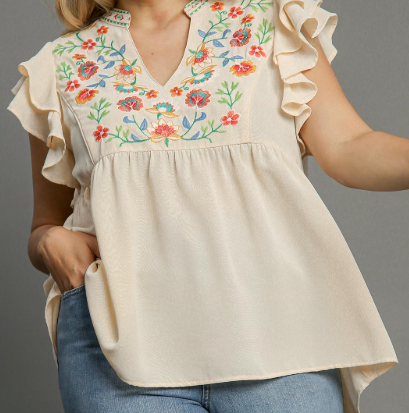 Babydoll Split Neck Top