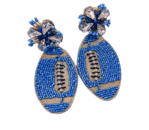 Blue Football Beaded earrings
