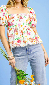 Floral Puff Sleeve Top