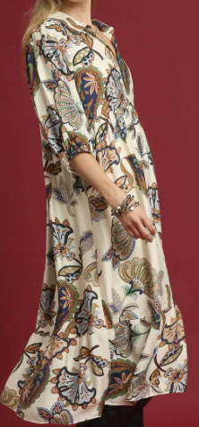 Boho Paisley Tiered Midi Dress