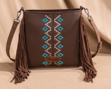 Wrangler Aztec Embroidered Fringe Crossbody