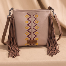 Wrangler Aztec Embroidered Fringe Crossbody